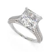 4.75 Carat VS1 D Lab Grown Diamond Pave Princess Ring